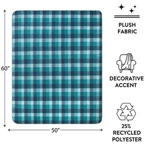 Mainstays‎ Cozy Fleece Throw Blanket Blue Plaid 50x60 Soft Warm